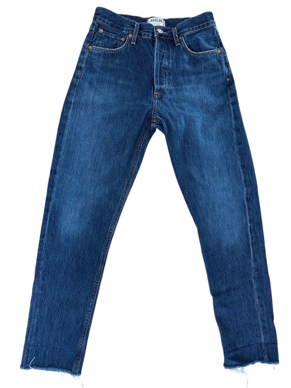 Agolde High Rise Straight Crop jeans Deep Blue Indigo Sz 24